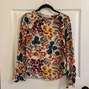 Loft xxsp Floral Long Sleeve Blouse